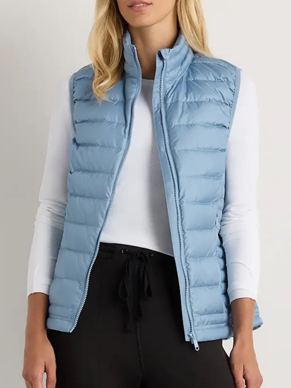 Quince Goose Down Light Blue Quilted Puffer Vest - Light Blue M
